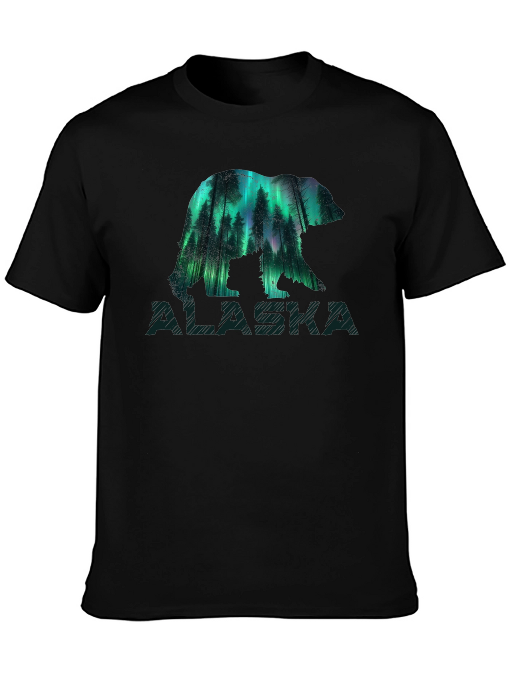 Alaska Bear Aurora Borealis Graphic T-Shirt
