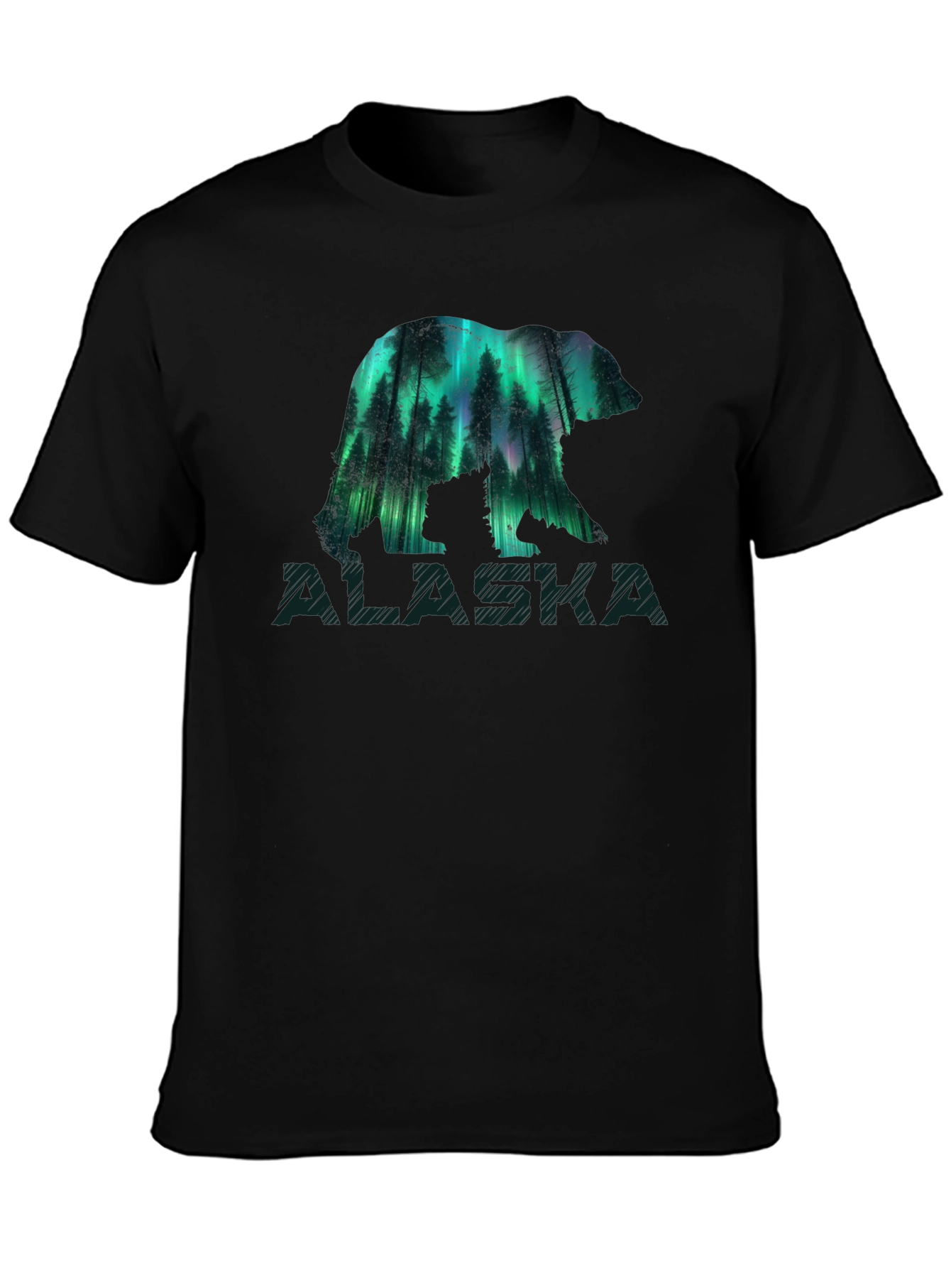 Alaska Bear Aurora Borealis Graphic T-Shirt