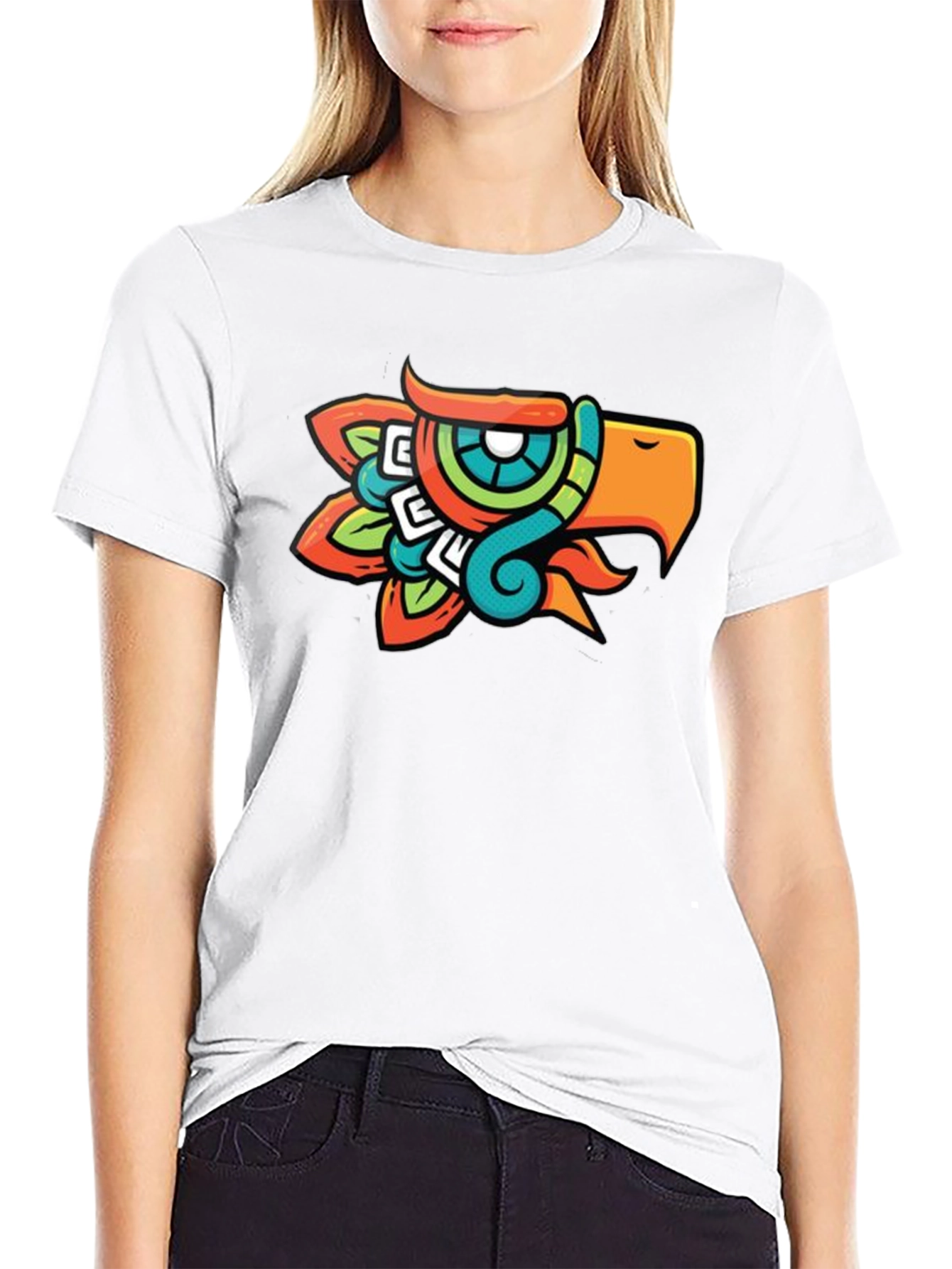 Aztec Eagle Head Graphic T-Shirt