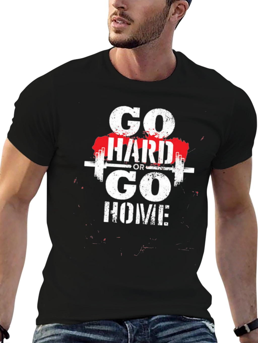 Go Hard or Go Home Black Graphic Tee