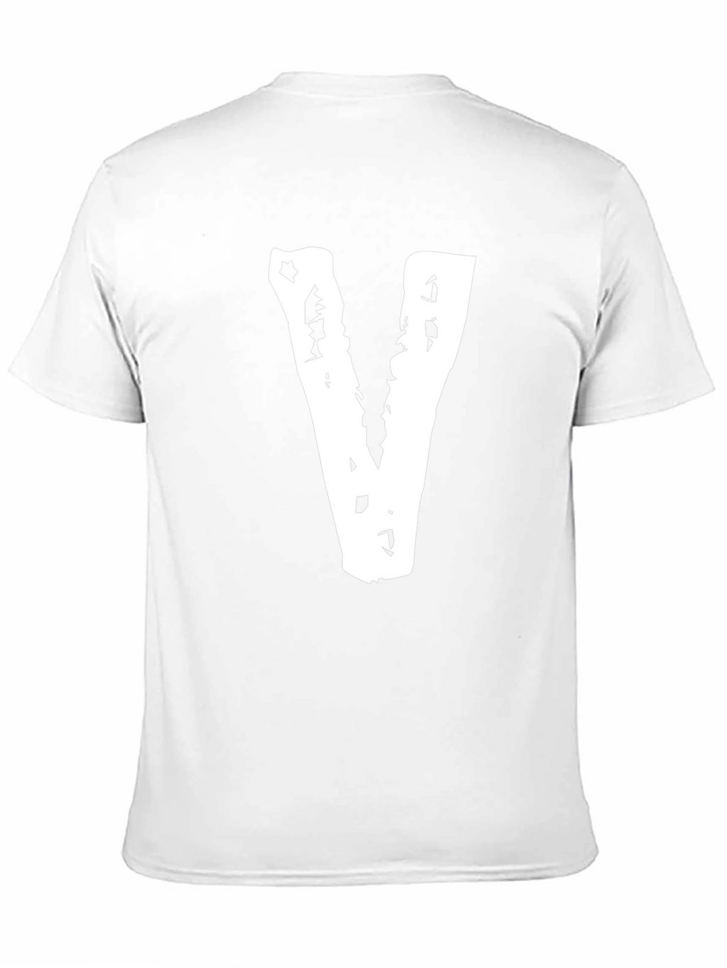 Black Tee with Distressed White V