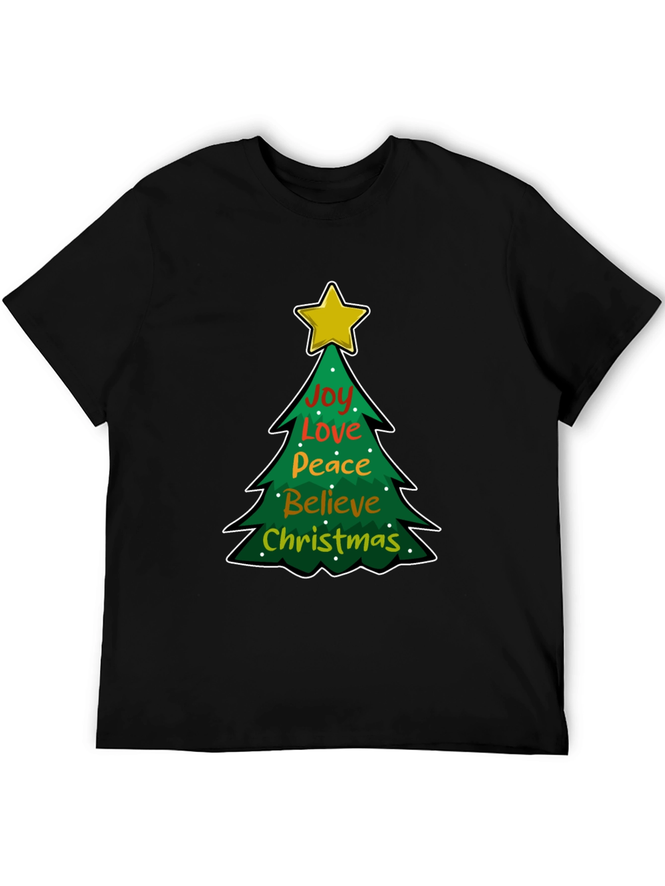 Christmas Tree Joy Love Peace Graphic T-Shirt
