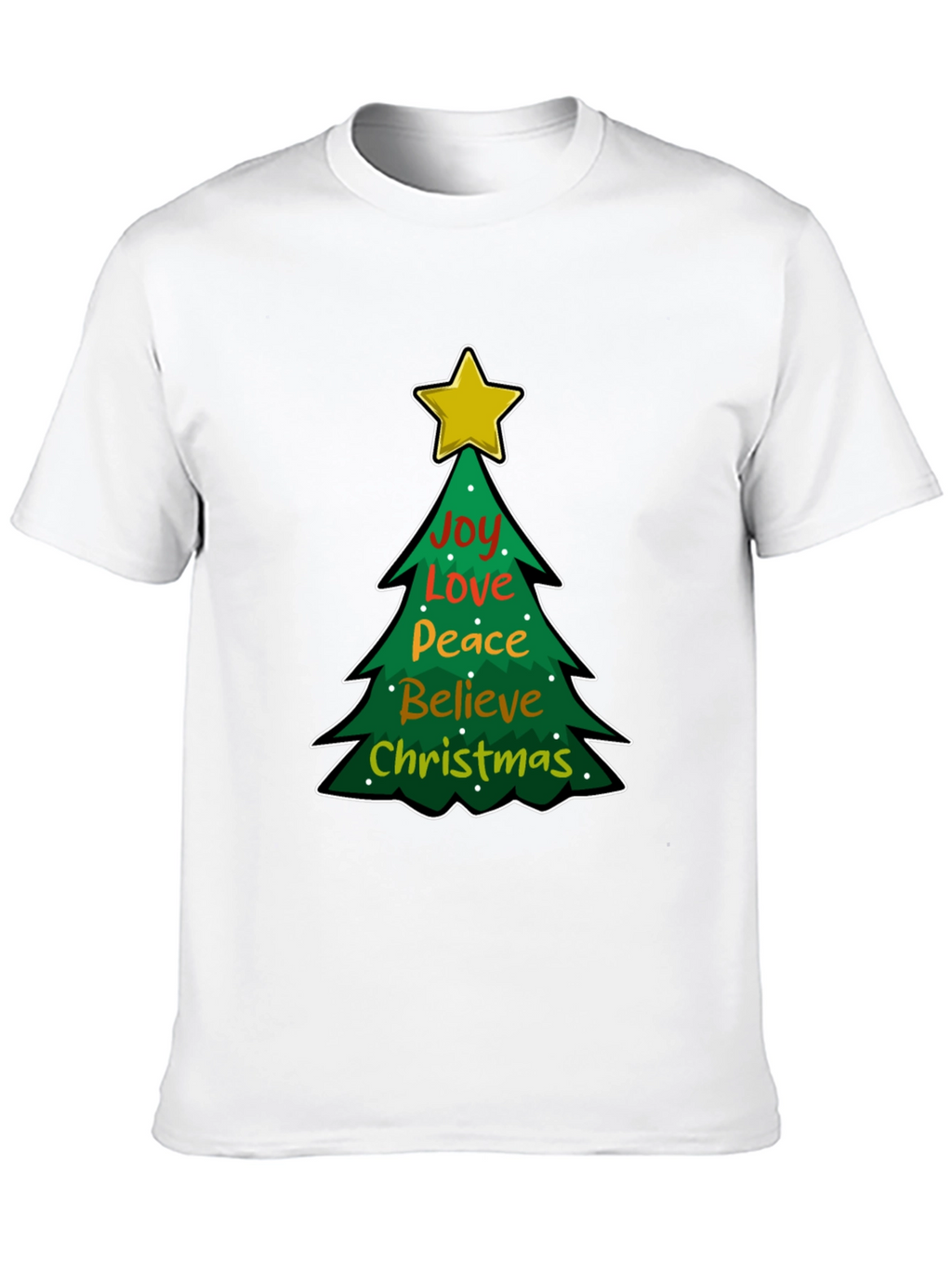 Christmas Tree Joy Love Peace Graphic T-Shirt