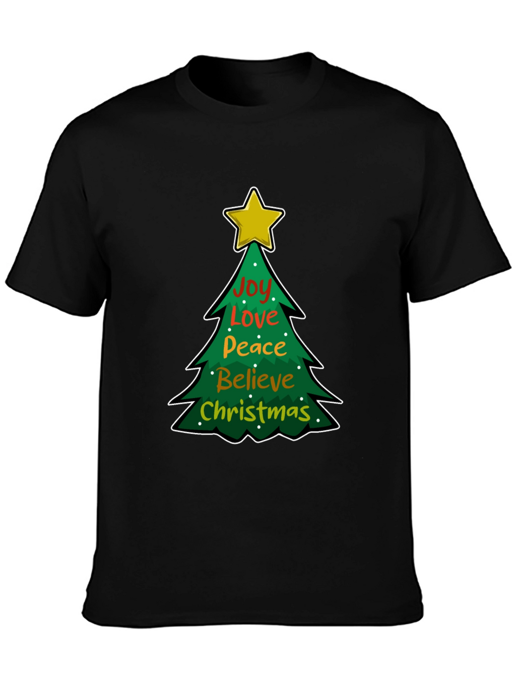 Christmas Tree Joy Love Peace Graphic T-Shirt