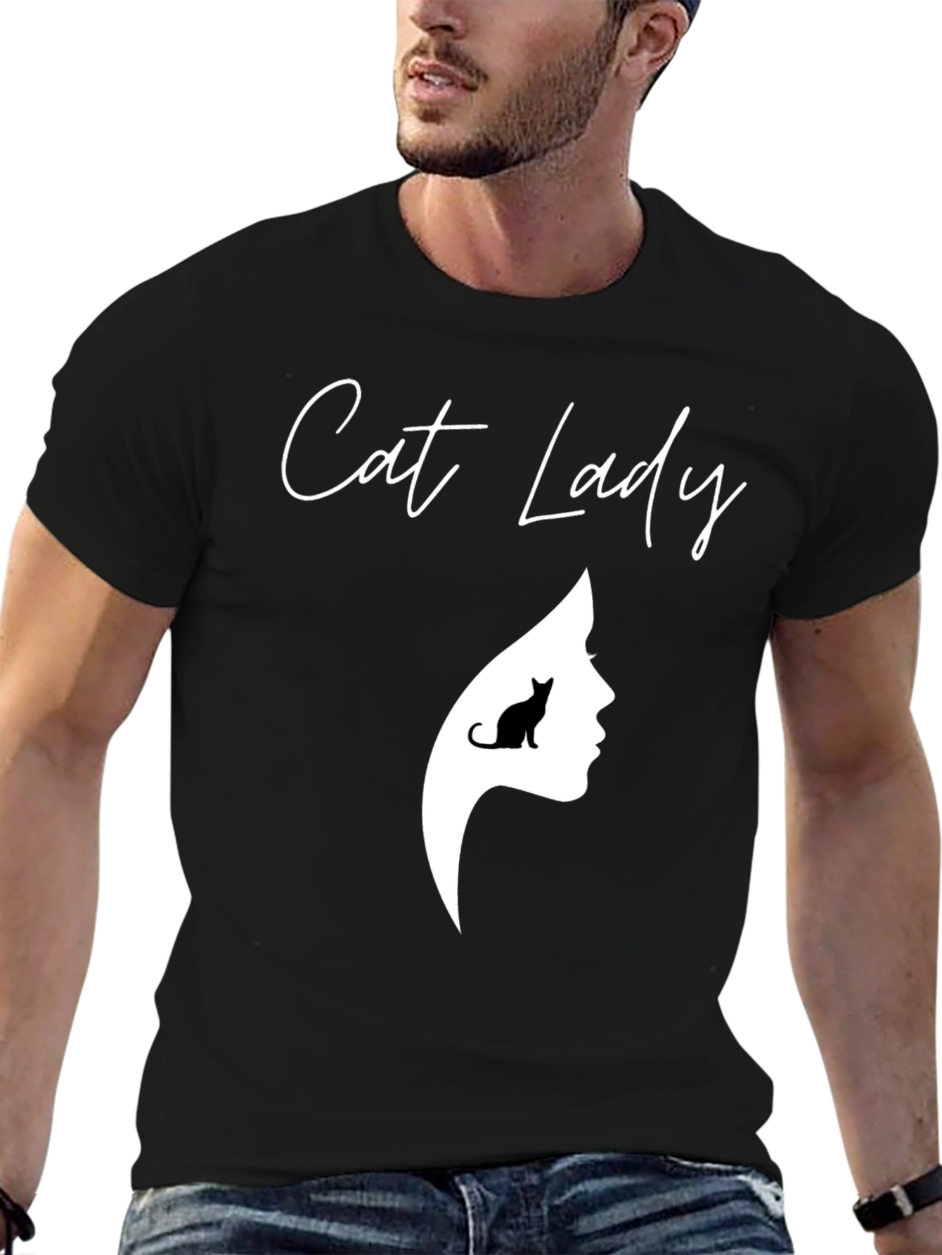 Cat Lady Graphic Tee - Unisex Black T-Shirt