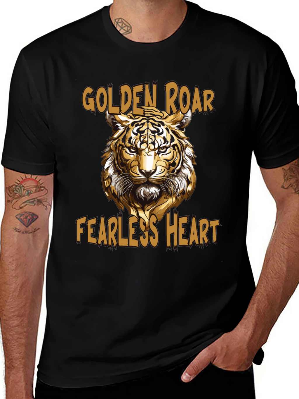 Golden Roar Tiger Graphic Tee - Fearless Heart