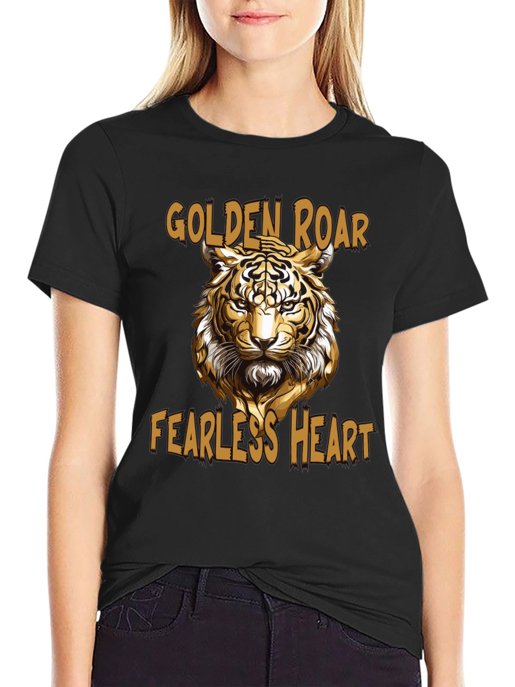 Golden Roar Tiger Graphic Tee - Fearless Heart