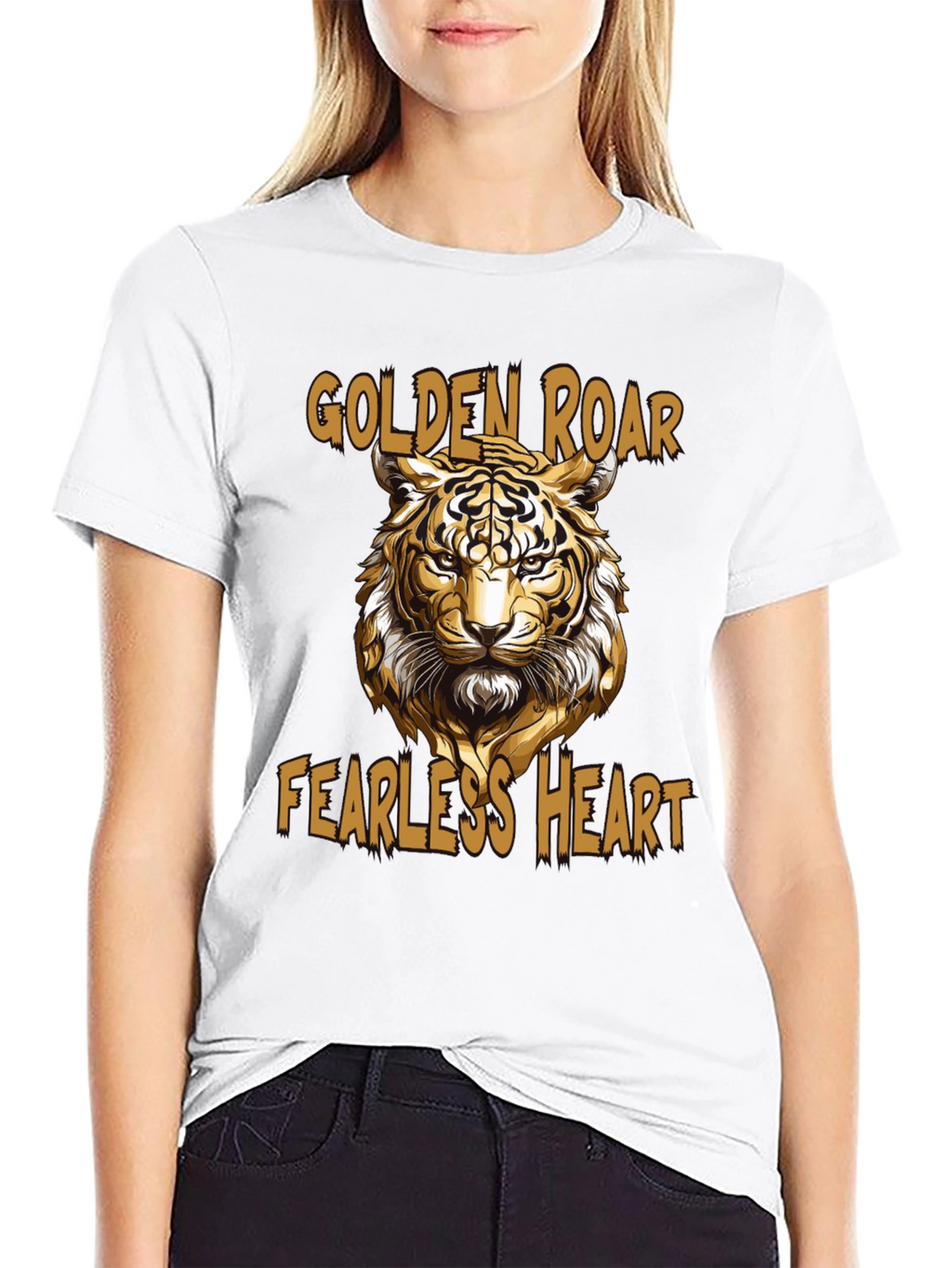 Golden Roar Tiger Graphic Tee - Fearless Heart
