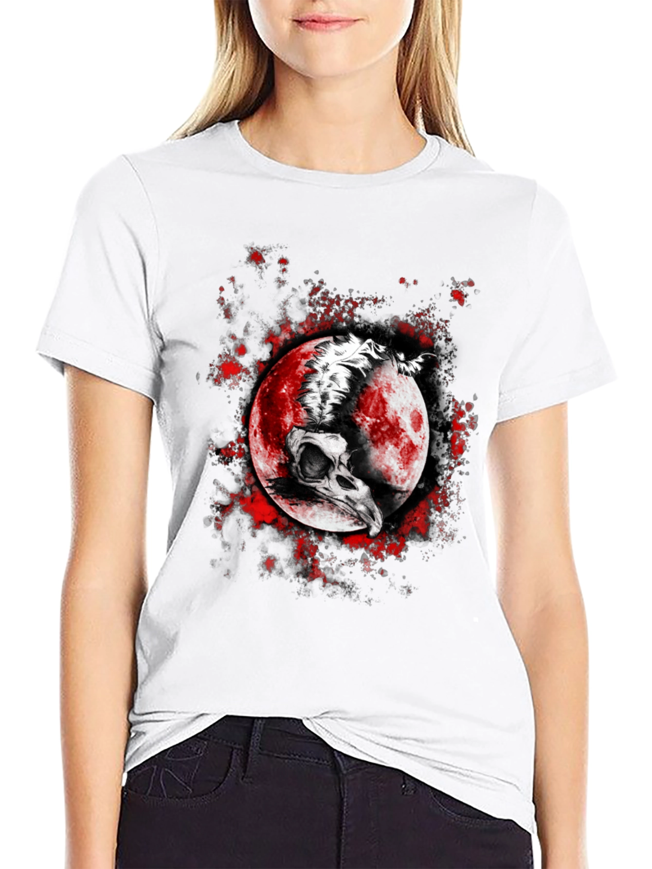 Skull Moon Graphic T-Shirt - Edgy Black Tee