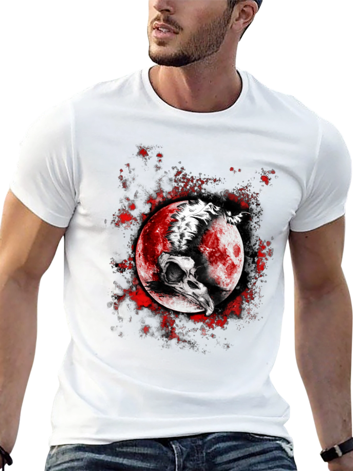 Skull Moon Graphic T-Shirt - Edgy Black Tee