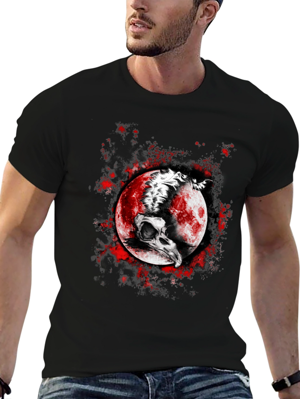 Skull Moon Graphic T-Shirt - Edgy Black Tee