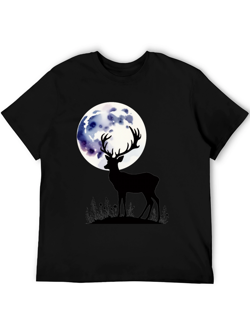 Deer Moon Graphic Tee - Stylish Mens Black T-Shirt