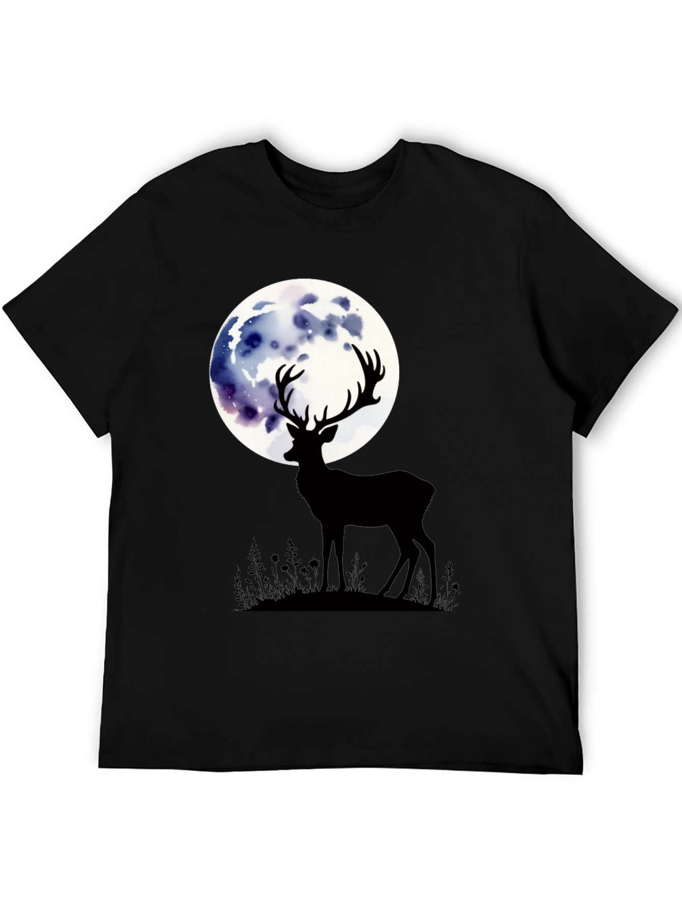 Deer Moon Graphic Tee - Stylish Mens Black T-Shirt