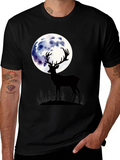 Deer Moon Graphic Tee - Stylish Mens Black T-Shirt