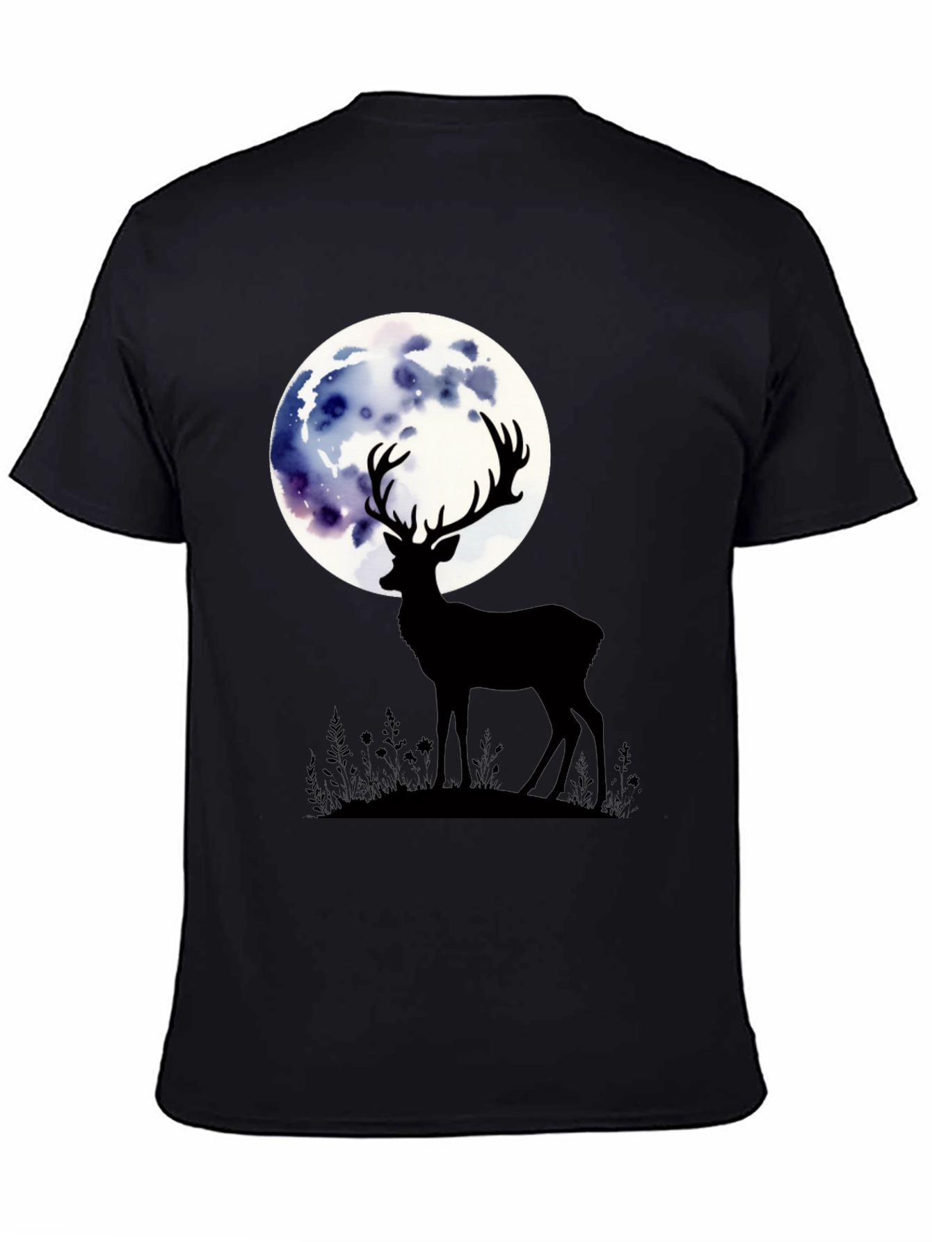 Deer Moon Graphic Tee - Stylish Mens Black T-Shirt