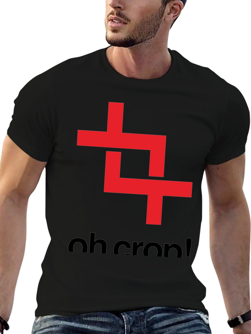 Oh Crop! Graphic Tee - Black Cotton T-Shirt