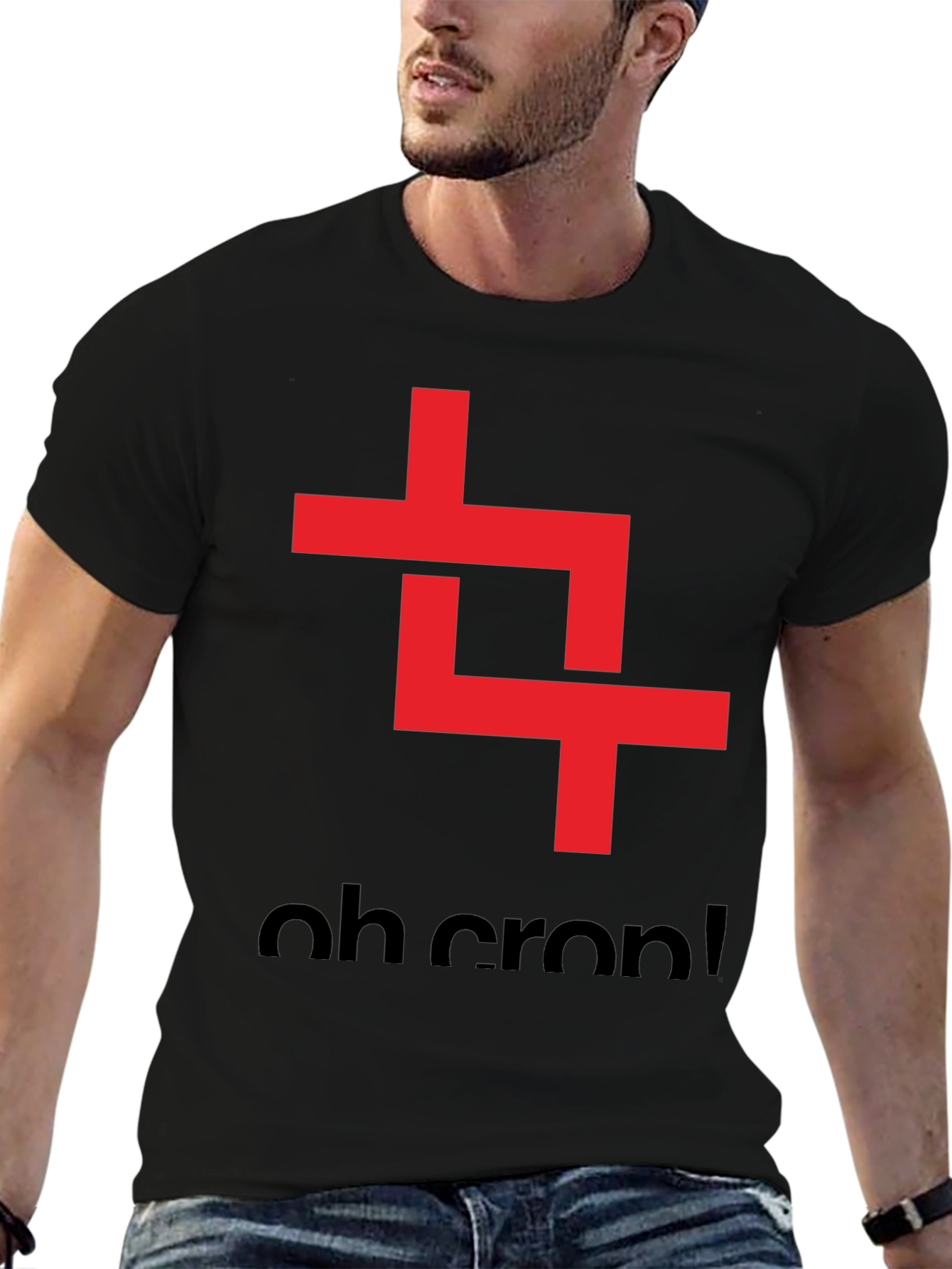 Oh Crop! Graphic Tee - Black Cotton T-Shirt