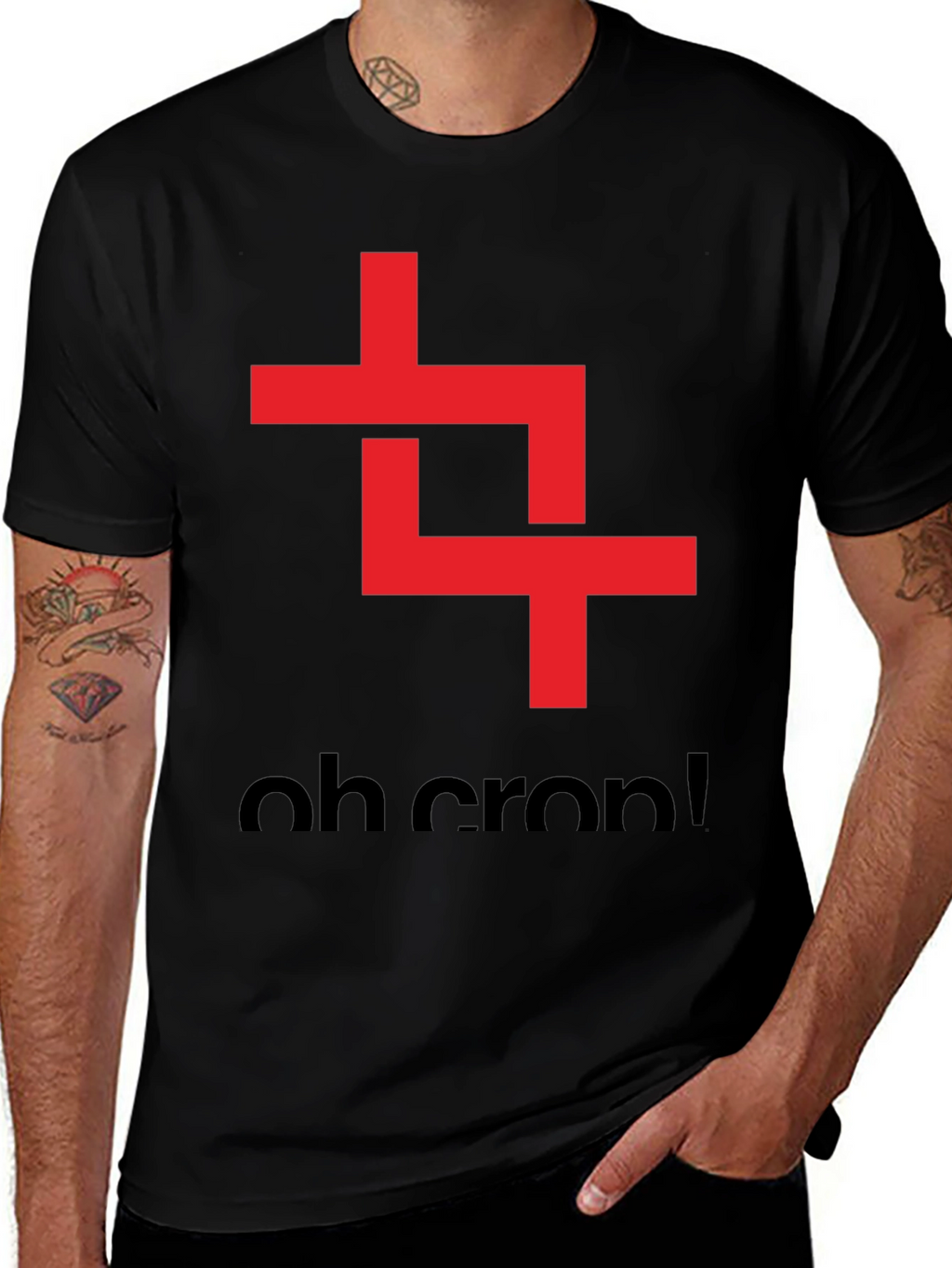 Oh Crop! Graphic Tee - Black Cotton T-Shirt