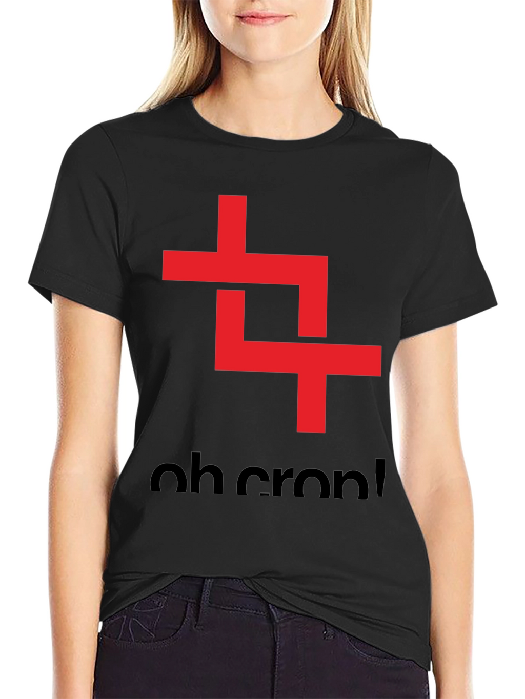 Oh Crop! Graphic Tee - Black Cotton T-Shirt