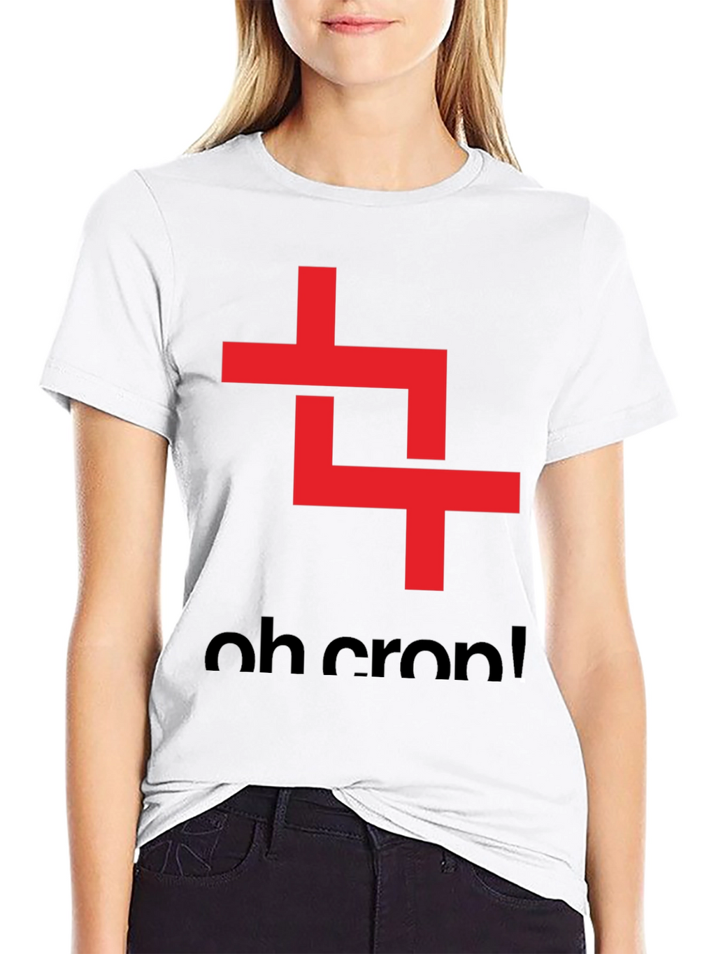 Oh Crop! Graphic Tee - Black Cotton T-Shirt