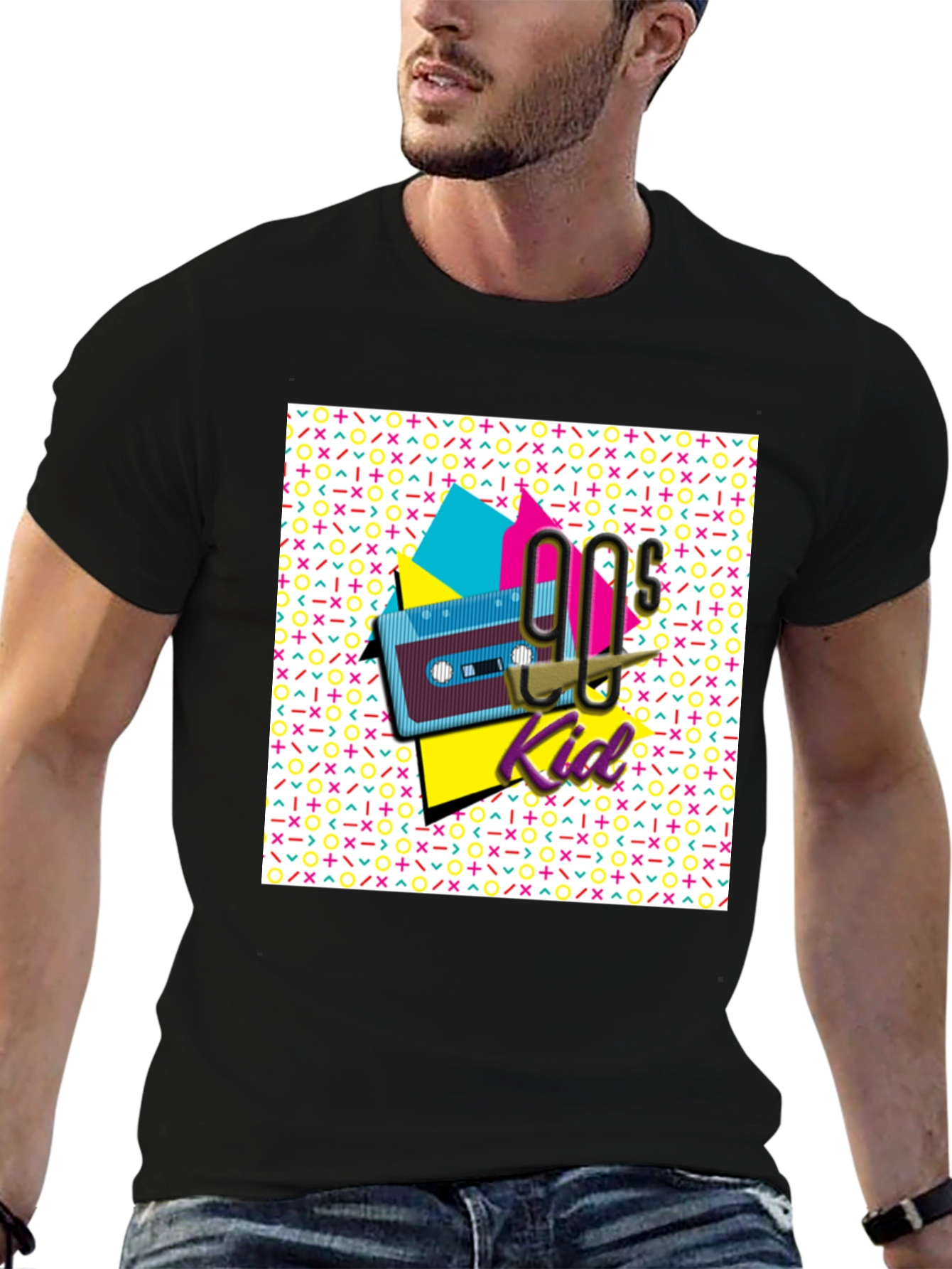 90s Kid Graphic Tee - Retro Cassette Tape Design