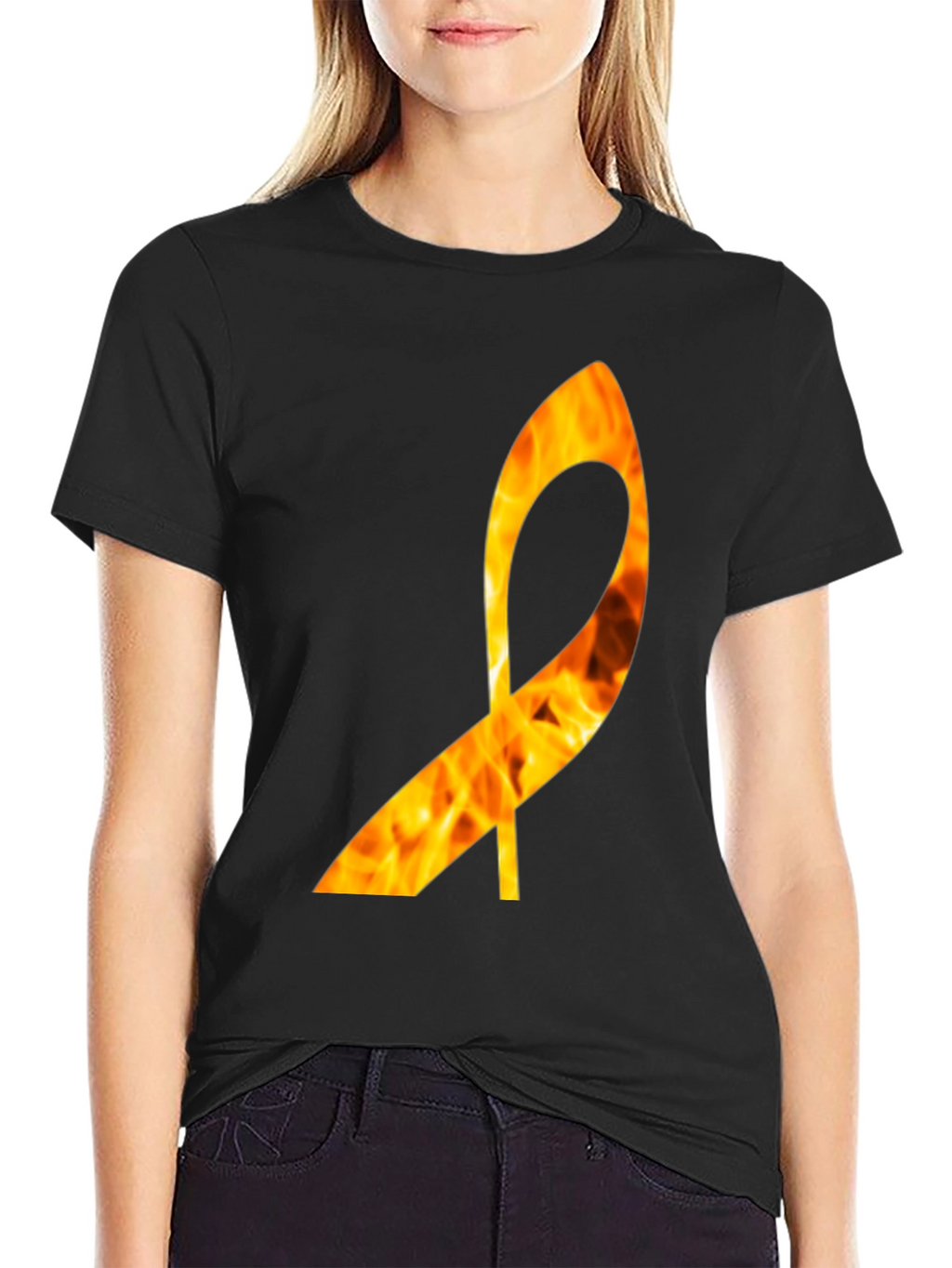 Fiery Ribbon Graphic Tee - Bold Black T-Shirt