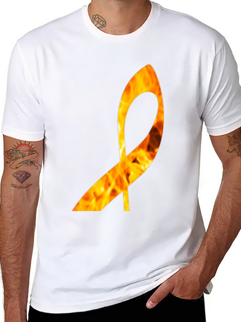 Fiery Ribbon Graphic Tee - Bold Black T-Shirt