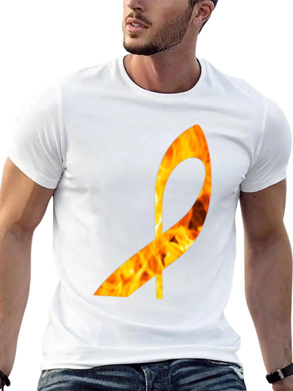 Fiery Ribbon Graphic Tee - Bold Black T-Shirt