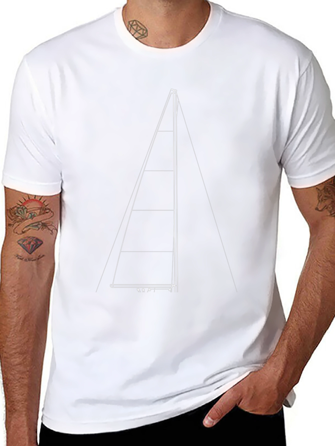 Minimalist Sailboat T-Shirt - Black Cotton Tee