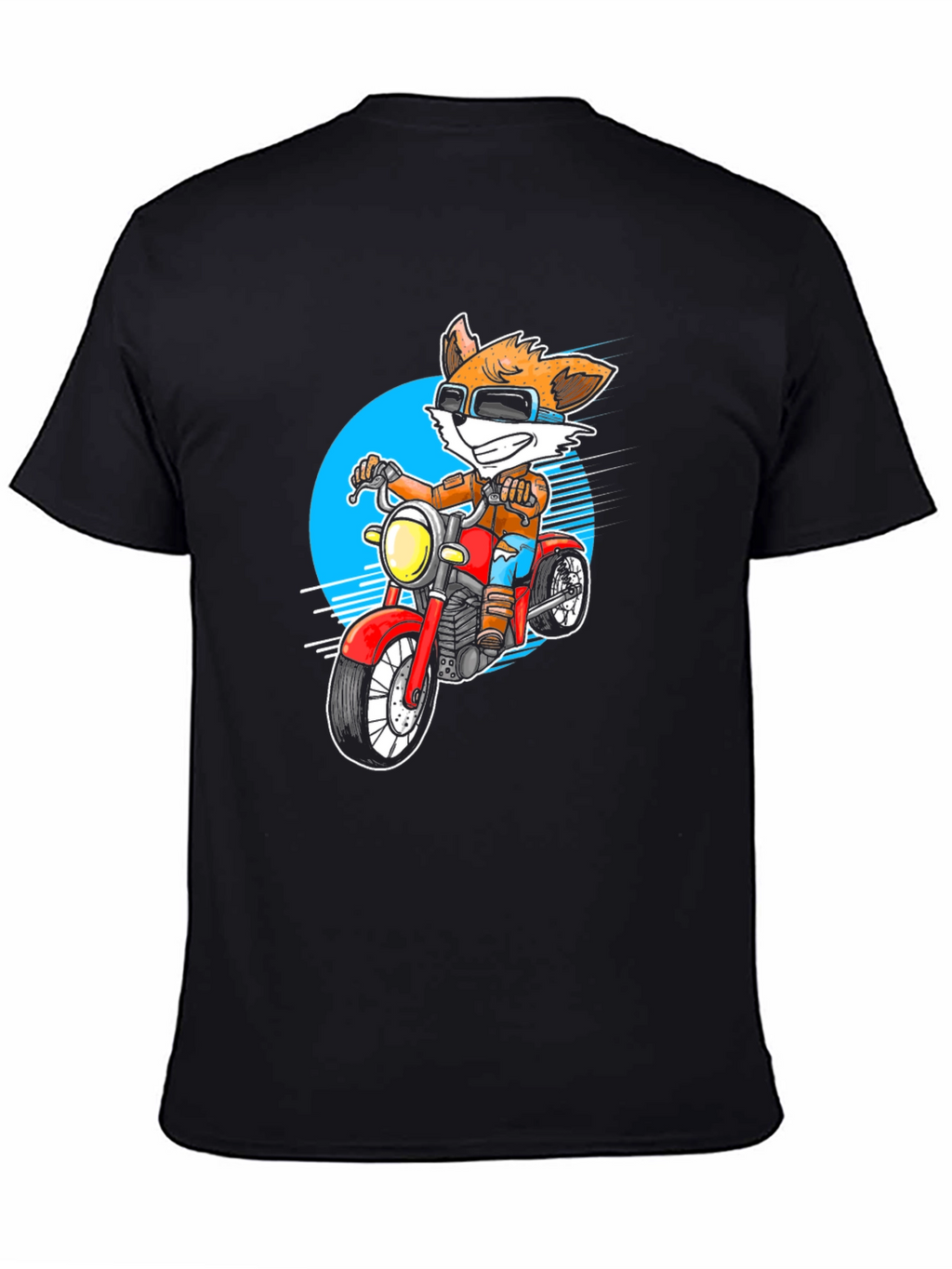 Cool Fox on Motorcycle Graphic Tee - Black