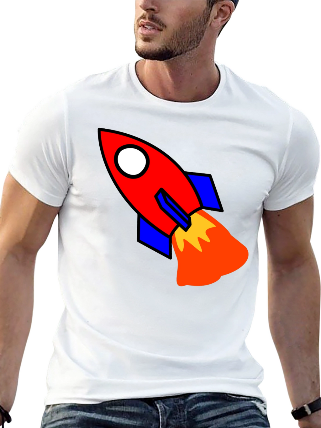 Rocket Graphic Black T-Shirt - Blast Off in Style!
