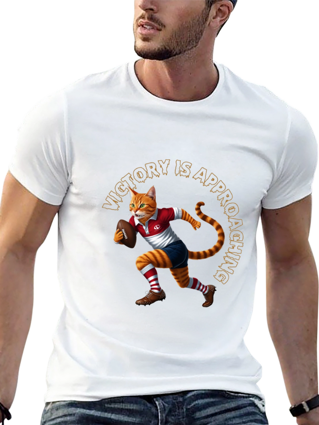 Rugby Cat Graphic Tee - Victory is Approaching