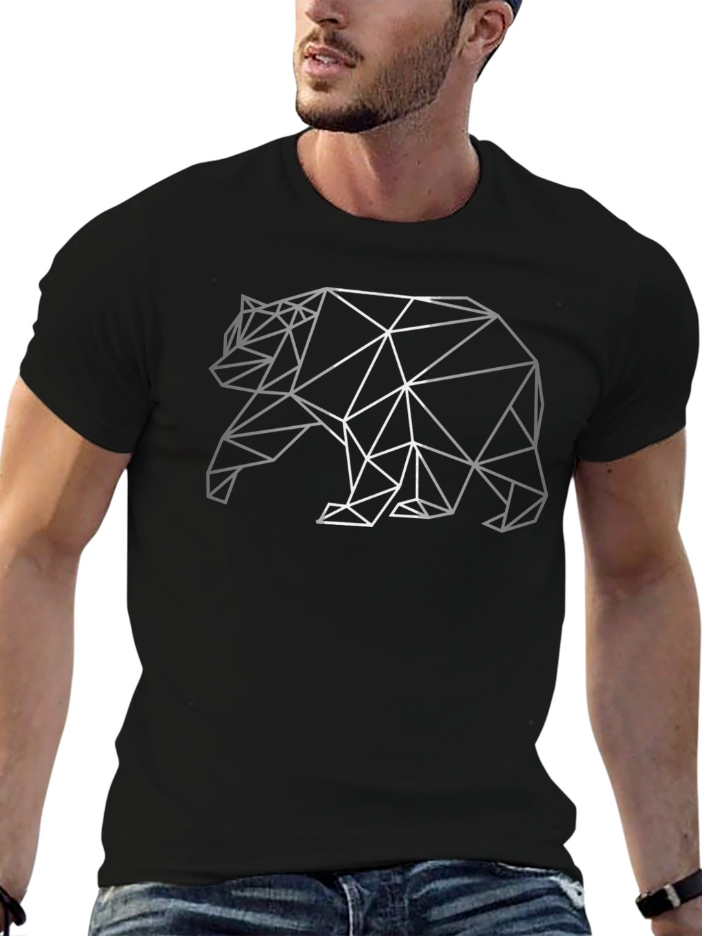 Geometric Bear Black T-Shirt