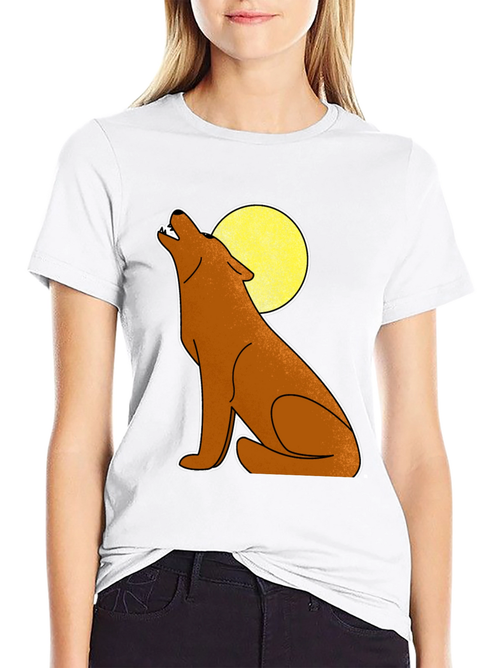 Wolf Howling at Moon Graphic Tee - Black