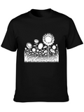 Sunflower Field Graphic Tee - Black Cotton