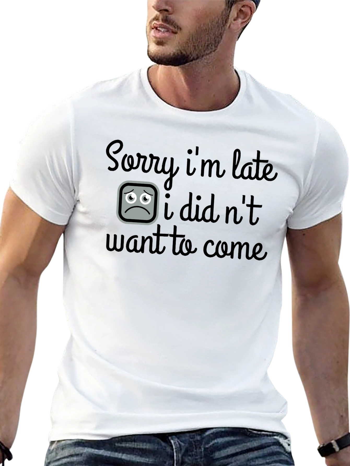 Sorry Im Late Graphic T-Shirt - Black