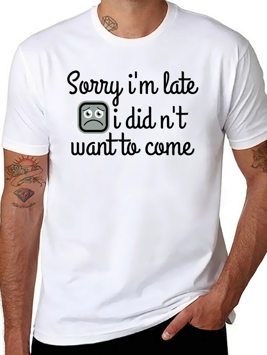 Sorry Im Late Graphic T-Shirt - Black