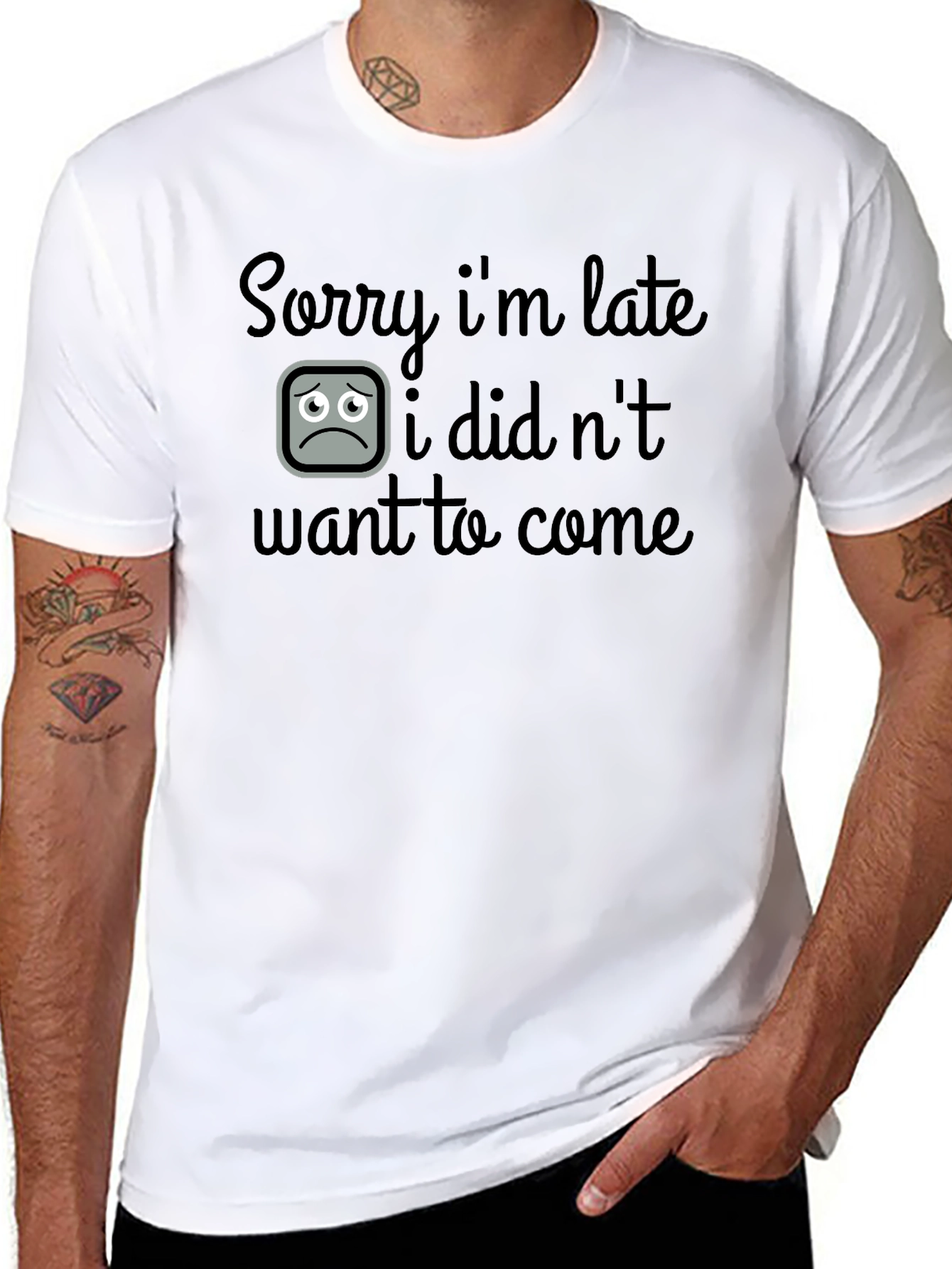Sorry Im Late Graphic T-Shirt - Black