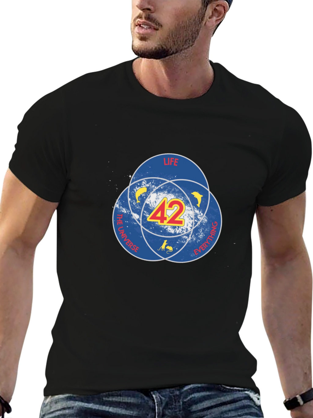 42 Life Universe Everything T-Shirt - Mens Black Tee