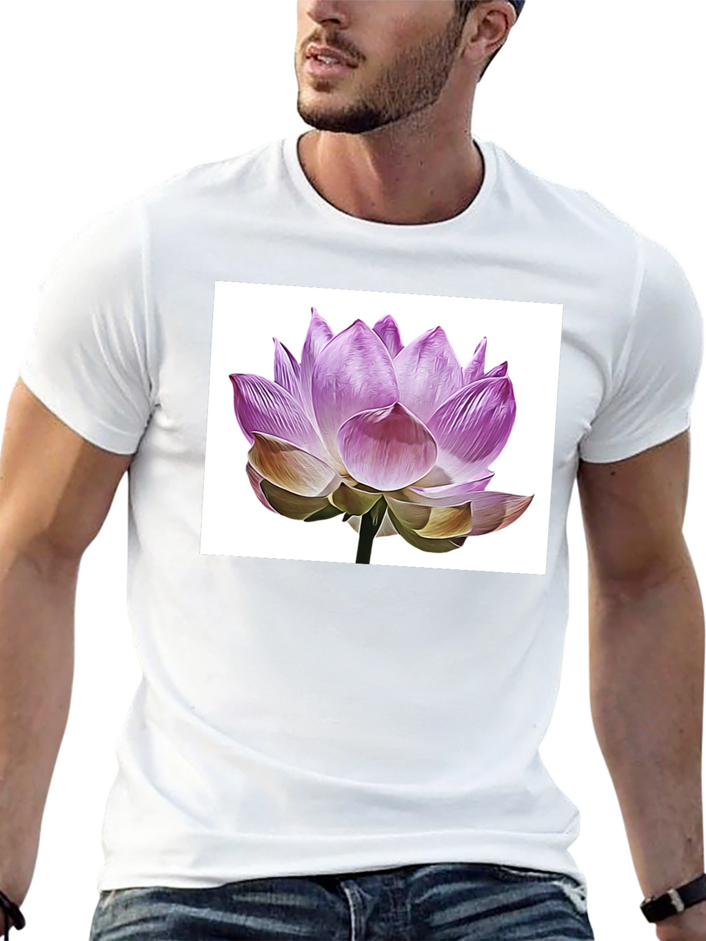 Lotus Flower Graphic T-Shirt - Elegant Floral Design