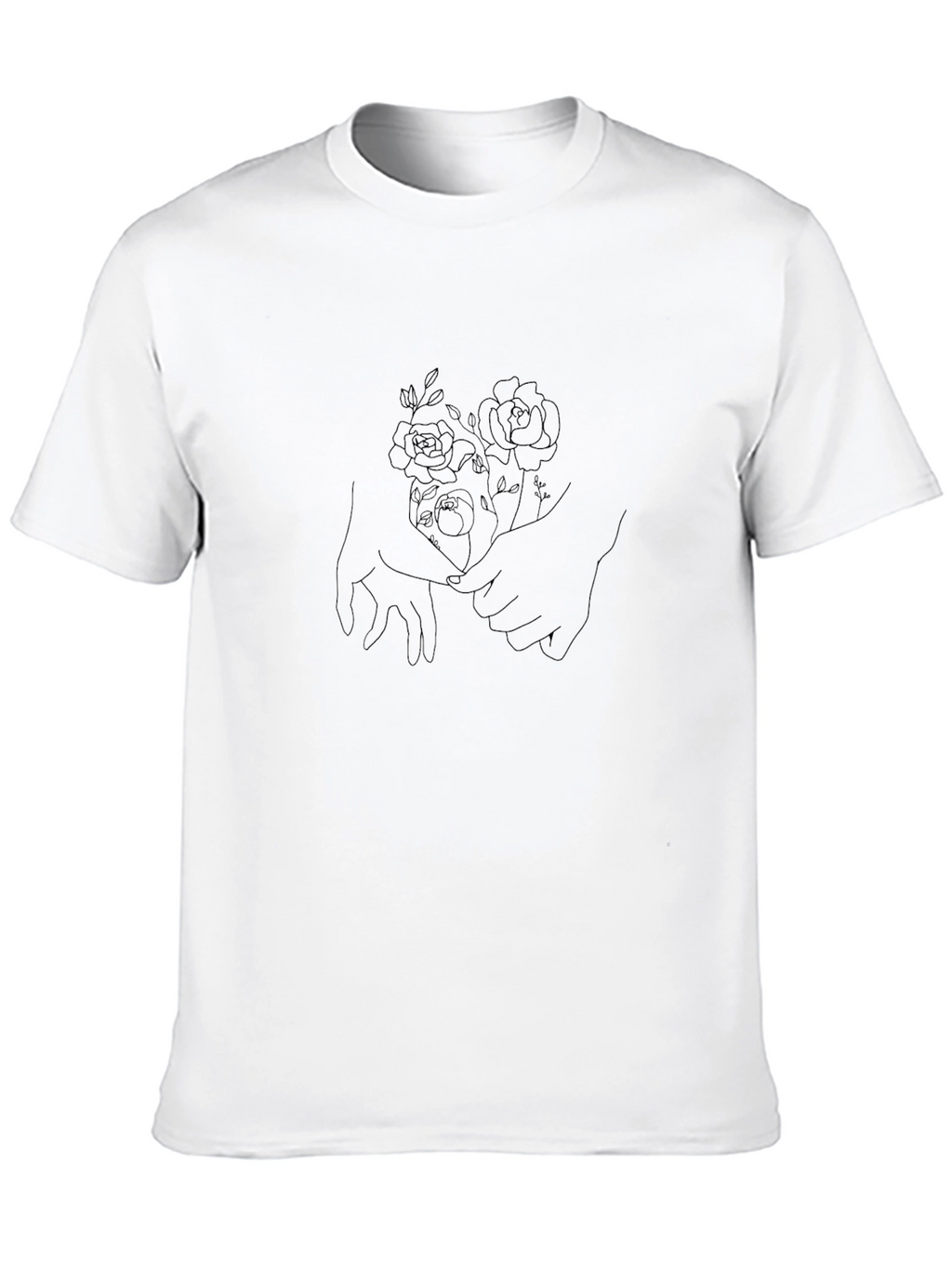 Floral Hand Holding Graphic Tee - Black