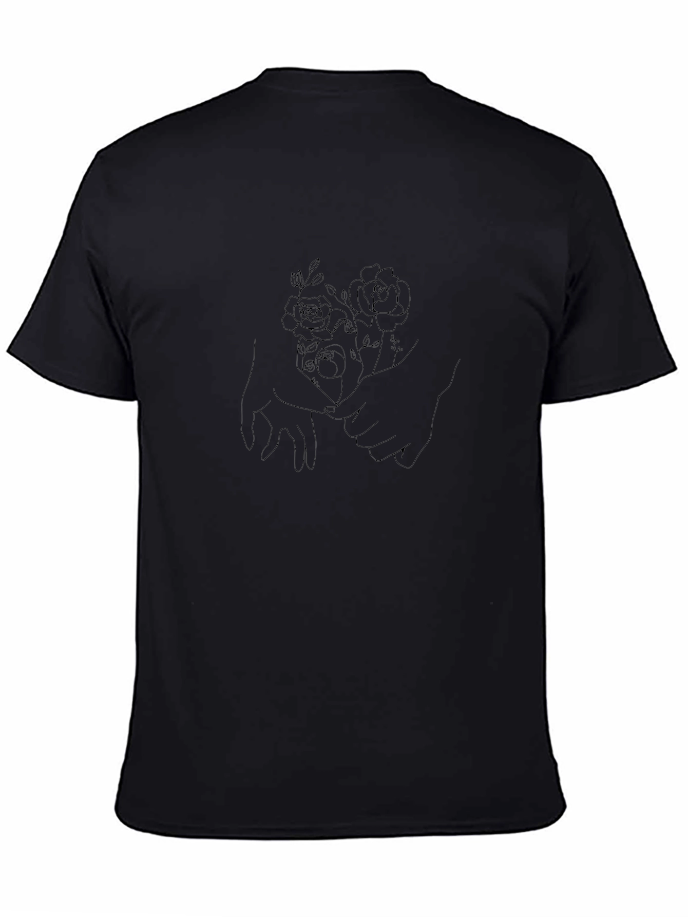 Floral Hand Holding Graphic Tee - Black