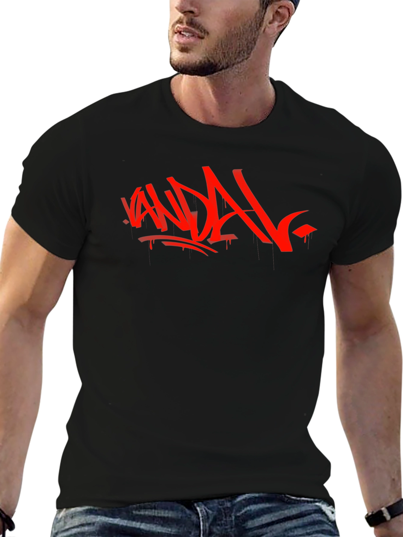 Vandal Graffiti Graphic Tee - Black Cotton Shirt