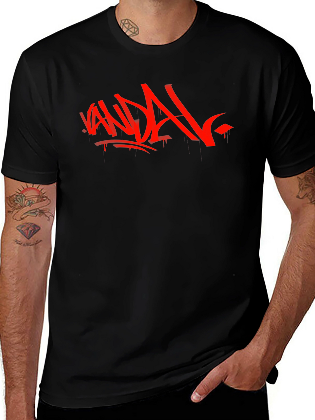 Vandal Graffiti Graphic Tee - Black Cotton Shirt