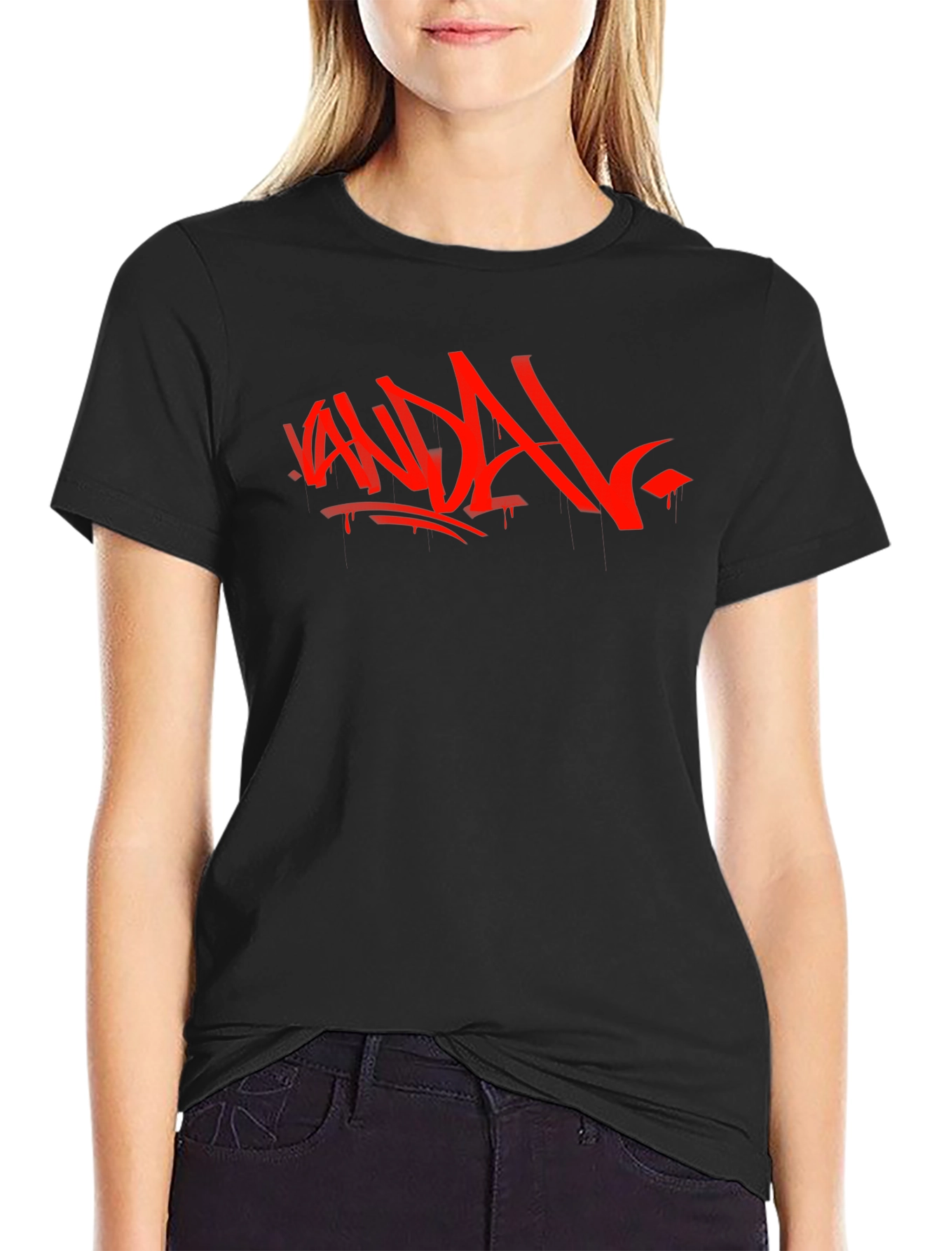 Vandal Graffiti Graphic Tee - Black Cotton Shirt