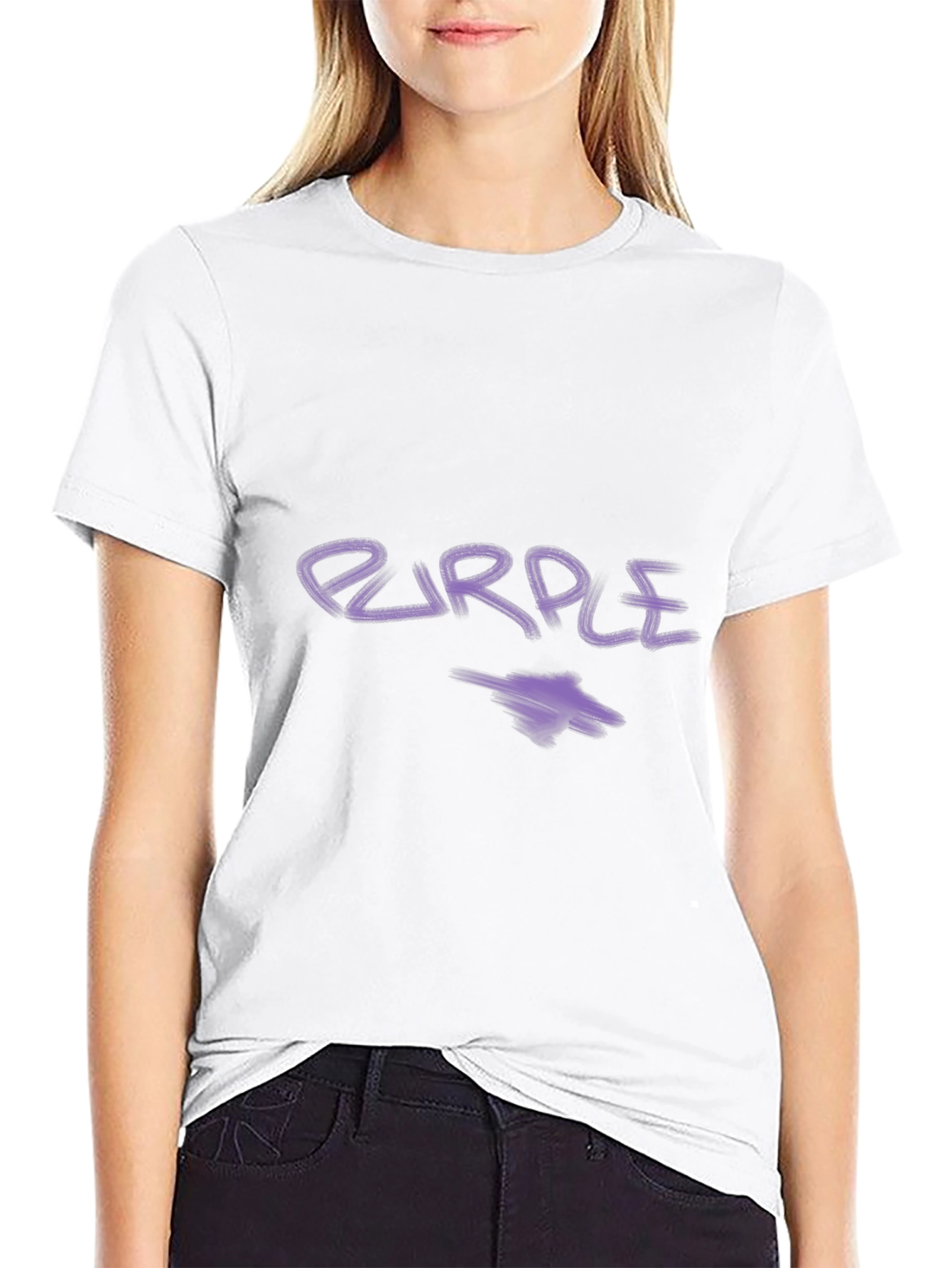 Purple Graphic Print Black T-Shirt