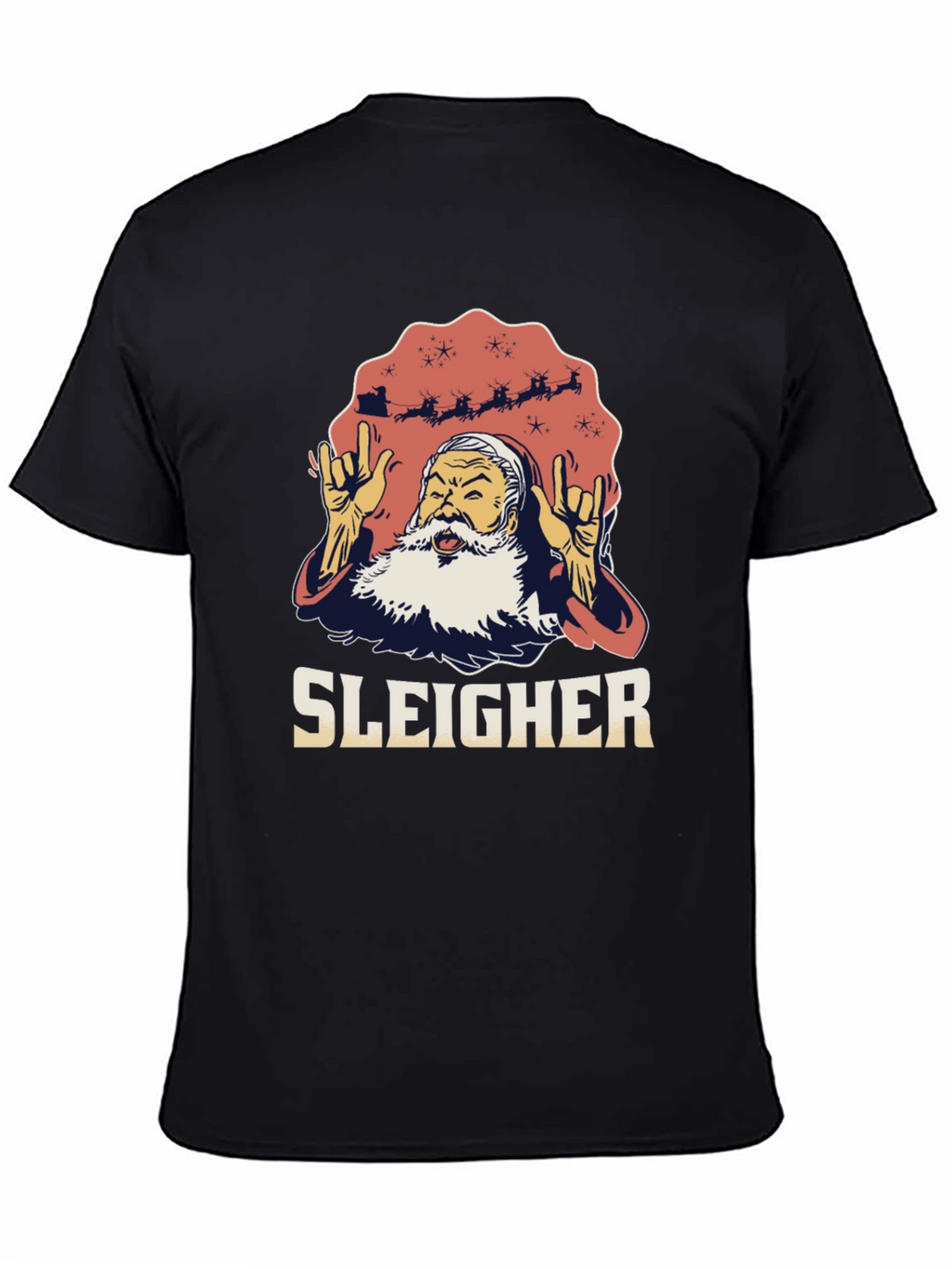 Sleigher Santa Heavy Metal Christmas T-Shirt
