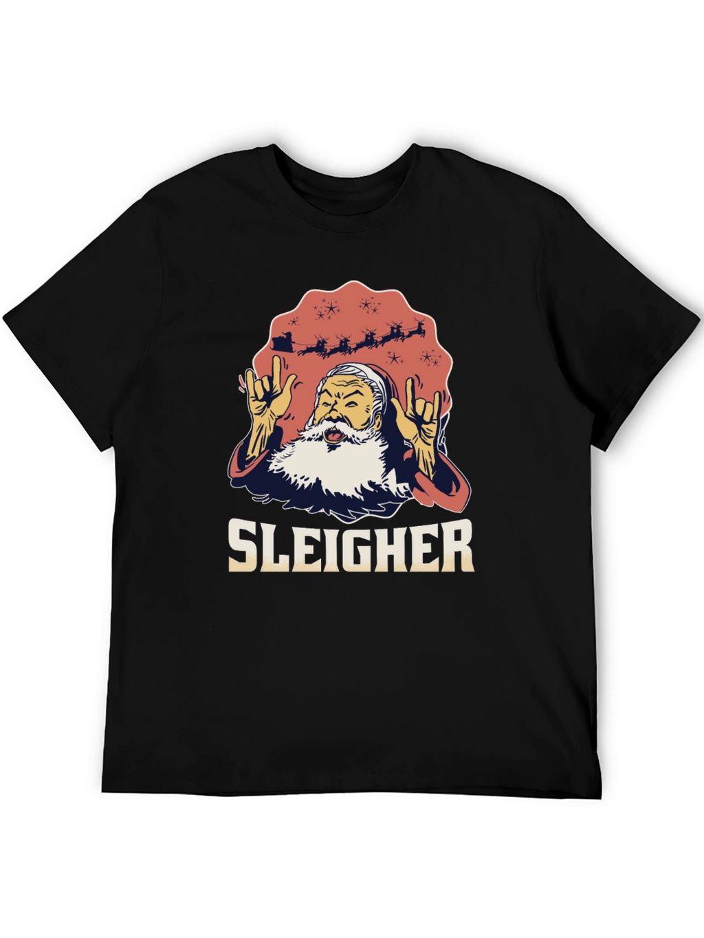 Sleigher Santa Heavy Metal Christmas T-Shirt