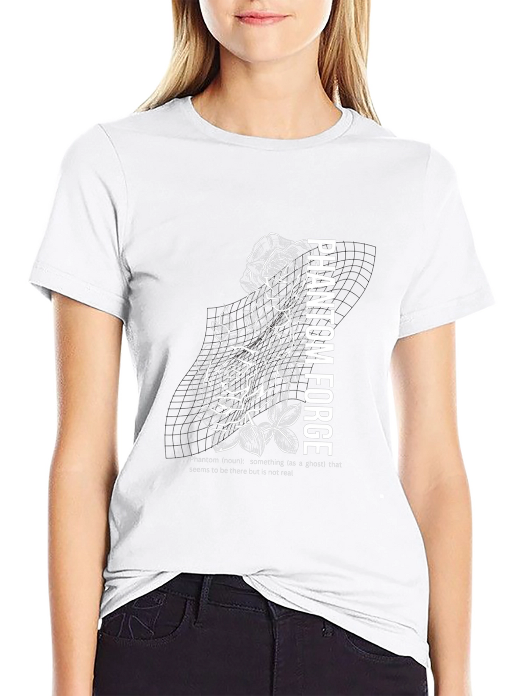 Phantom Forge Black Graphic T-Shirt - Rose Design