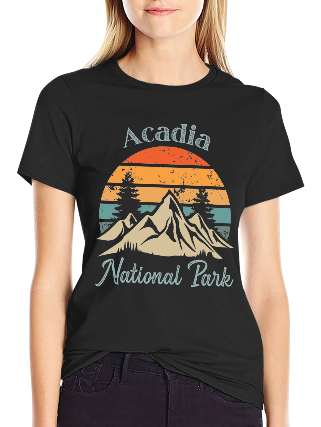 Acadia National Park Graphic Tee - Retro Mountain Design
